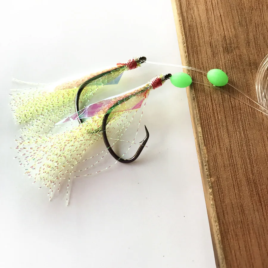 Aparejos de pesca en el mar, cebos sabiki para salmón, arenque, caballa, anzuelos grandes, trucha, 5 bolsas, 5/0, 5 colores - imagen 5