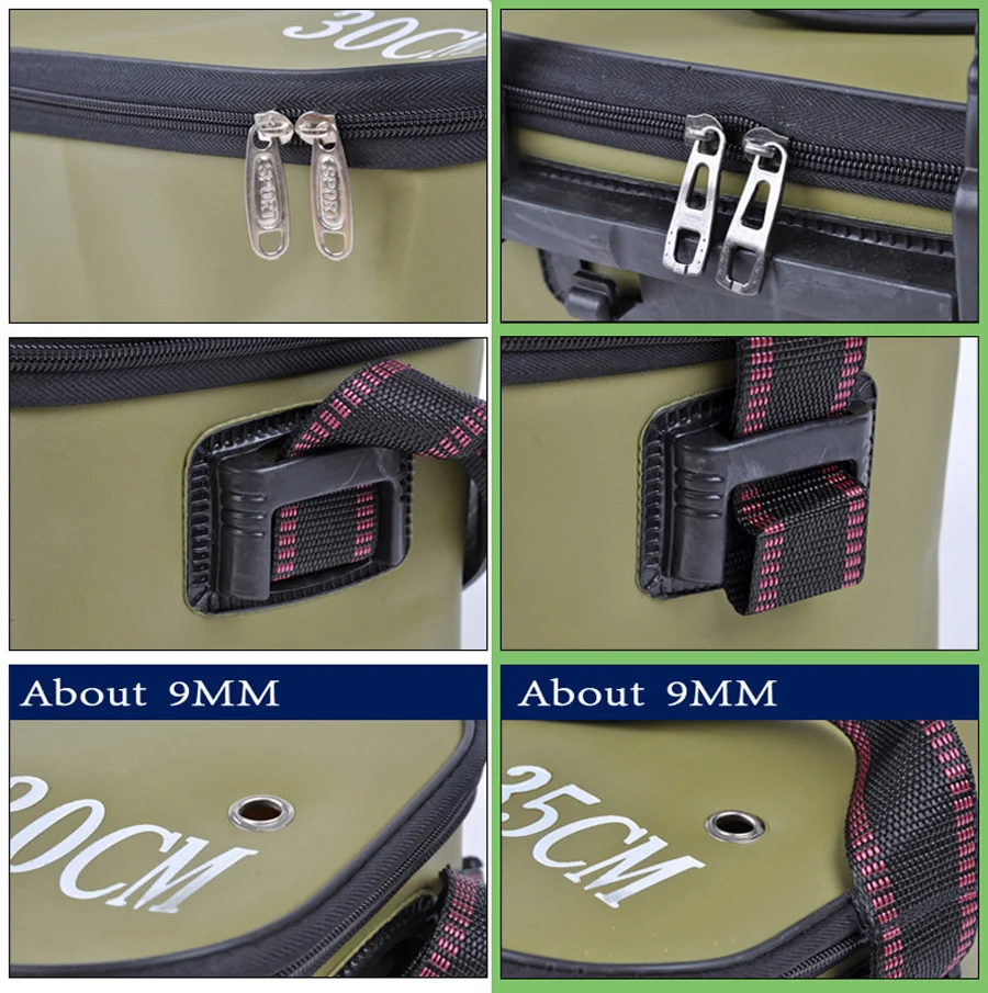 Cubo plegable portátil para peces vivos, estuche de almacenamiento de material EVA, caja de aparejos para tanque de agua de pesca al aire libre, accesorios para peces vivos - imagen 4