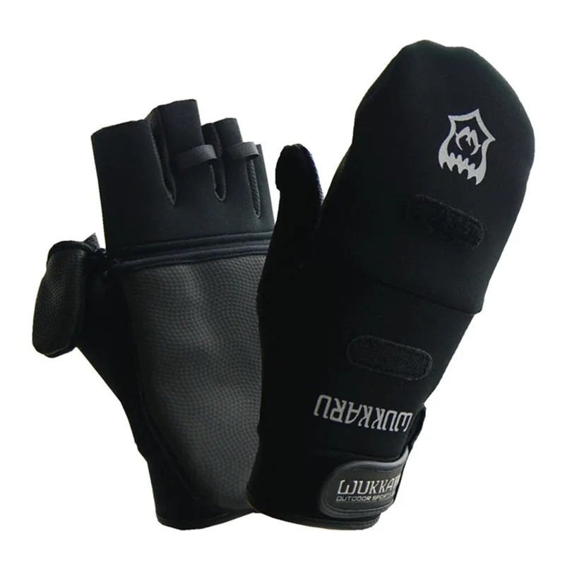 SUNMILE-Wk-06 para hombre y mujer, Guantes de Pesca de Pu resistentes al agua, antideslizantes y duraderos de medio dedo, para invierno - imagen 3