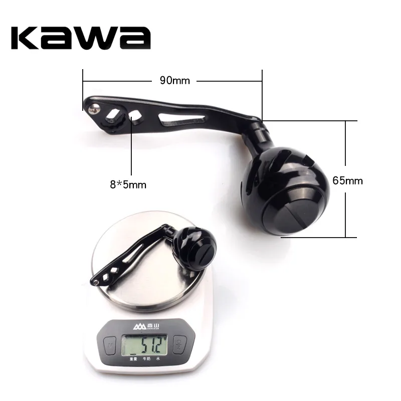 Kawa accesorio de rueda de mango de carrete de pesca, Material de aleación de aluminio, 8x5mm para A y D, peso 51g, mano izquierda y derecha - imagen 3