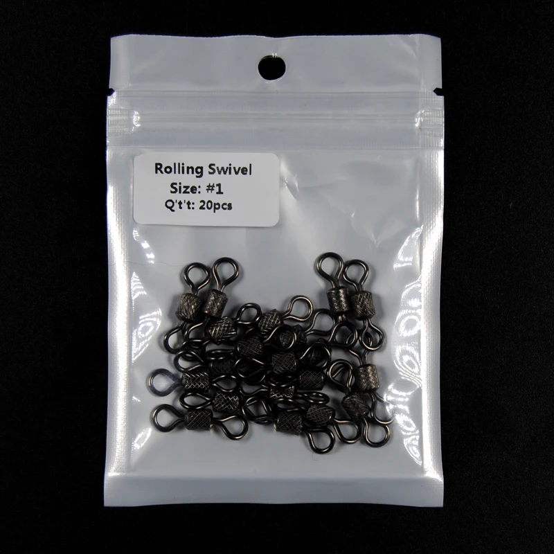 Paquete pequeño de eslabones giratorios para pesca en agua salada, accesorio negro de latón fuerte, #1 #2 #1/0 2/0 3/0, 1 paquete - imagen 4