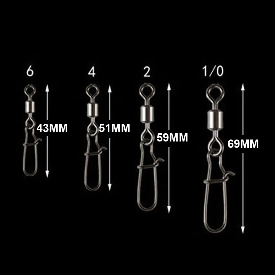 WALK FISH-Pin conector de pesca giratorio, rodamiento de acero inoxidable con broche, anzuelo, señuelo, accesorios de aparejos, 20 unids/lote