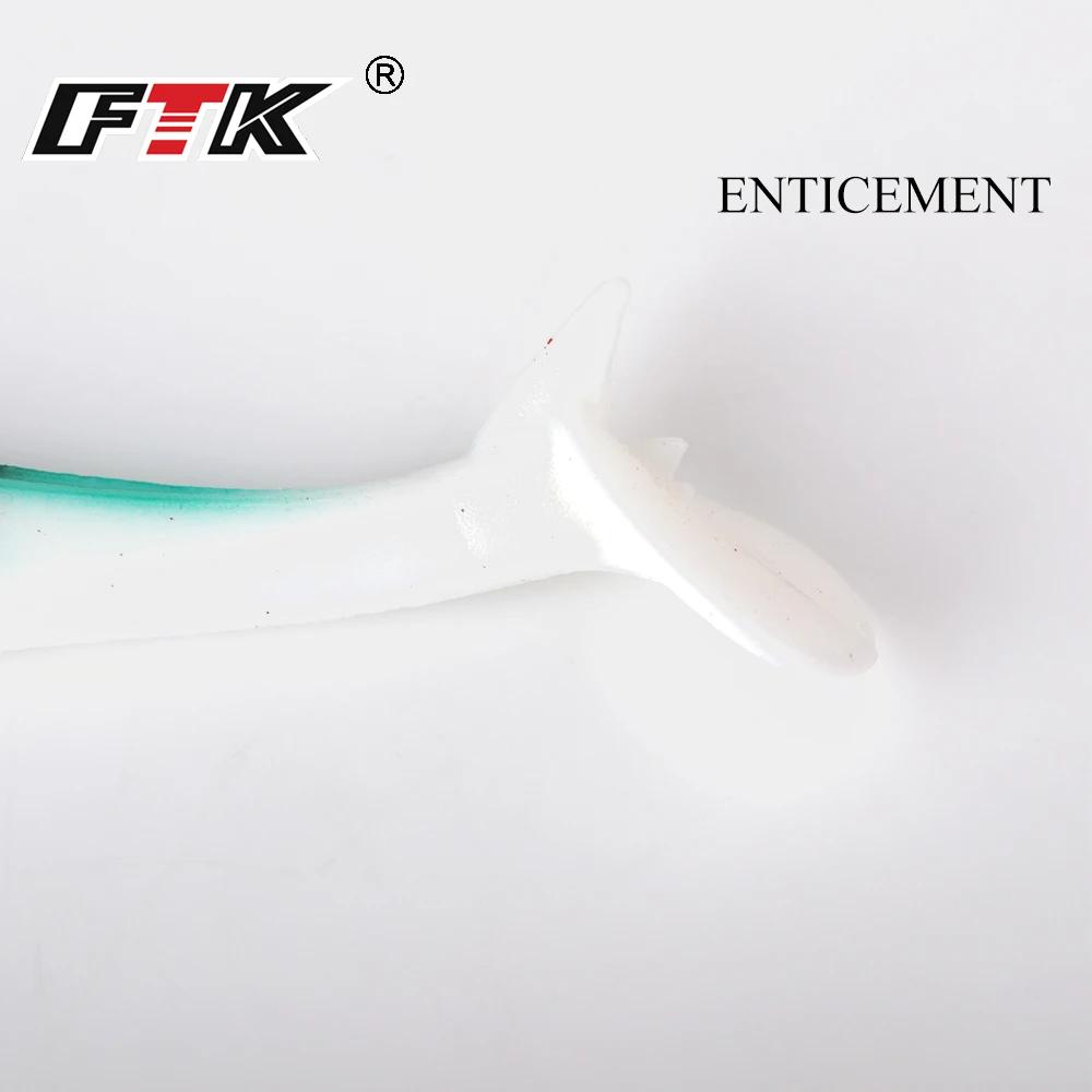 FTK 4-5 Uds Señuelos de pesca blandos señuelo cabeza flotante lubina silicona cebo Artificial Wobblers 3D Shake T Tail - imagen 4