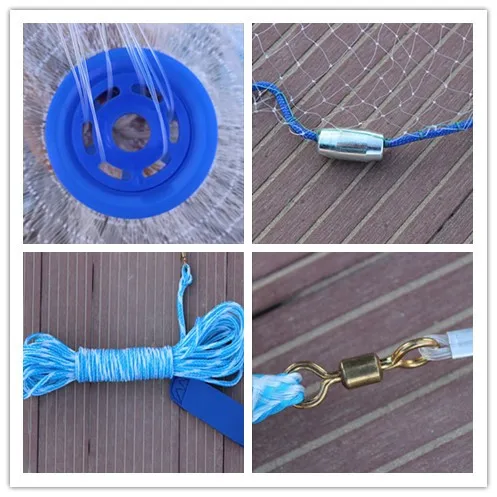 Finefish Anillo de aluminio USA Cast Nets, 2,4 m-4,8 M, Red de pesca con mosca fácil, Malla pequeña, Lanzamiento de mano al aire libre, Red de captura de peces - imagen 4