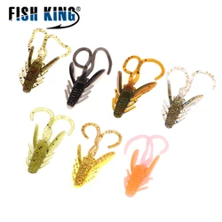 FISH KING 20 piezas Señuelos de pesca blandos 4CM sabor a camarón Crankbait gusanos cebo Artificial Wobbler aparejos de pesca