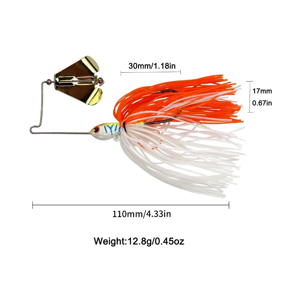 1 Uds 12,8g Buzzbait cebo de alambre de pesca Spinner cuchara Wobbler Metal Spinnerbait Topwater Chatter cebo faldas señuelo para Lucio - imagen 5