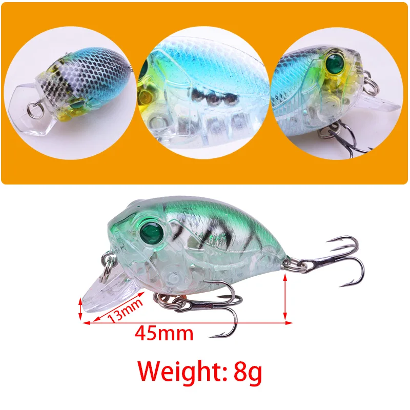 Señuelos de Pesca de manivela de alta calidad, cebo duro Artificial, aparejos de superficie de 45mm y 8g, pececillos japoneses, Wobblers, Swim Crankbait, 1 unidad - imagen 3