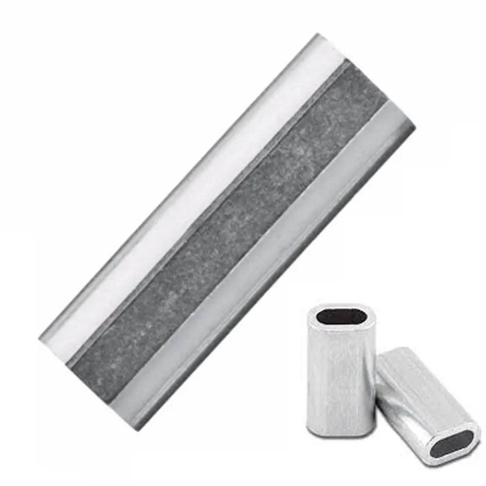 Manguitos de engarce de aluminio, Kit de conectores ovalados de 100 piezas, manguitos de tubo de línea de pesca, herramientas de aparejos de pesca