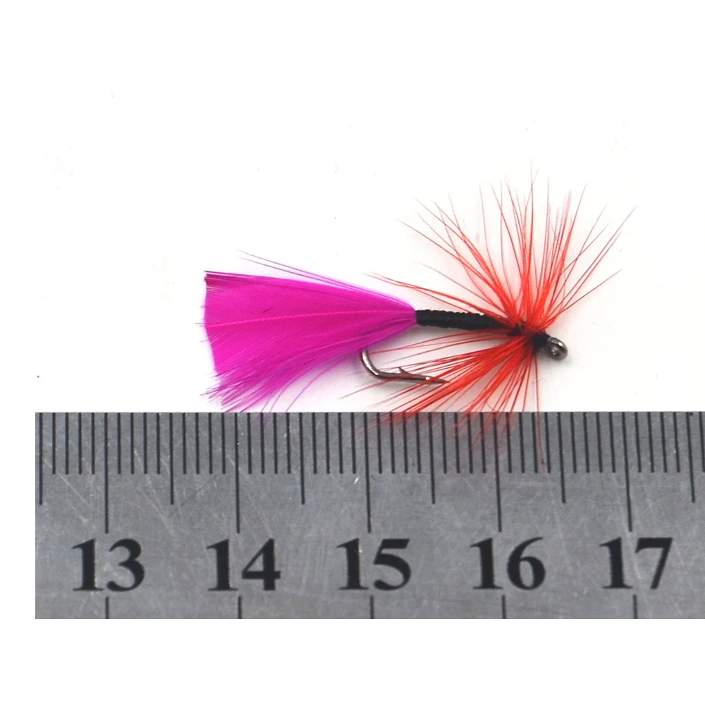 MNFT 10PCS 9 #   Señuelos de pesca con mosca húmeda, serpentina de barba roja, cuerpo de manguera para mosca, con cola en forma de abanico rojo rosa, cebo para pesca con mosca - imagen 5