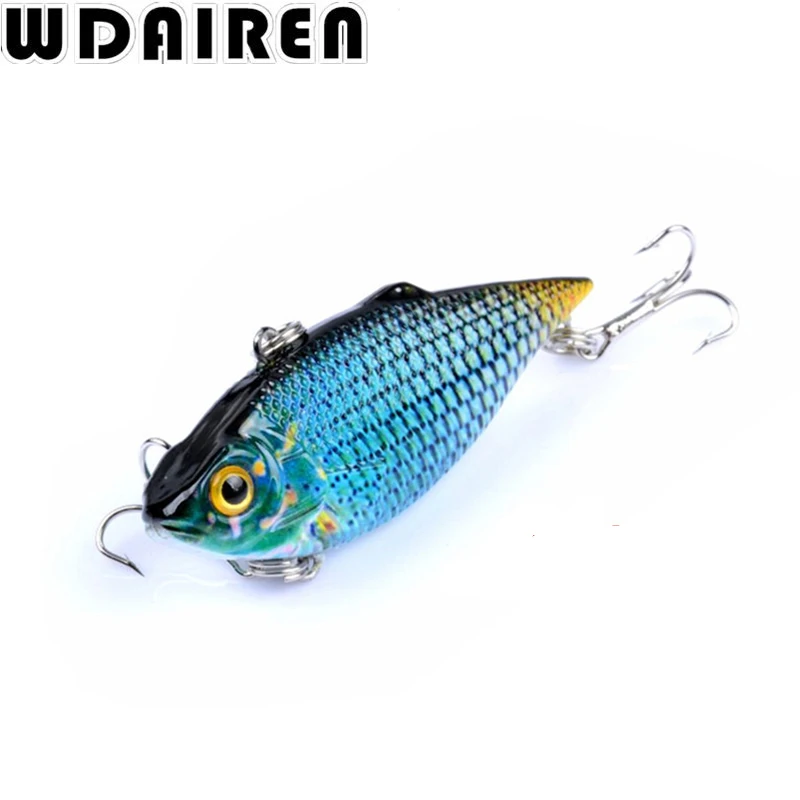 Señuelo de Pesca Vib, 1 unidad, 6,5 cm, 7,7g, ojos 3D, anzuelos triples, Wobbler, Crankbait, Pesca Peche, Kosadaka, aparejos