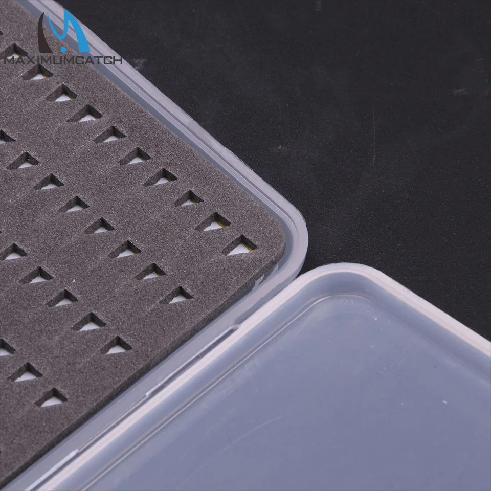 Caja para moscas Maximumcatch, resistente al agua, delgada, 185x103x13mm, transparente, con compartimento de espuma para pesca, trucha, salmón, lubina - imagen 5