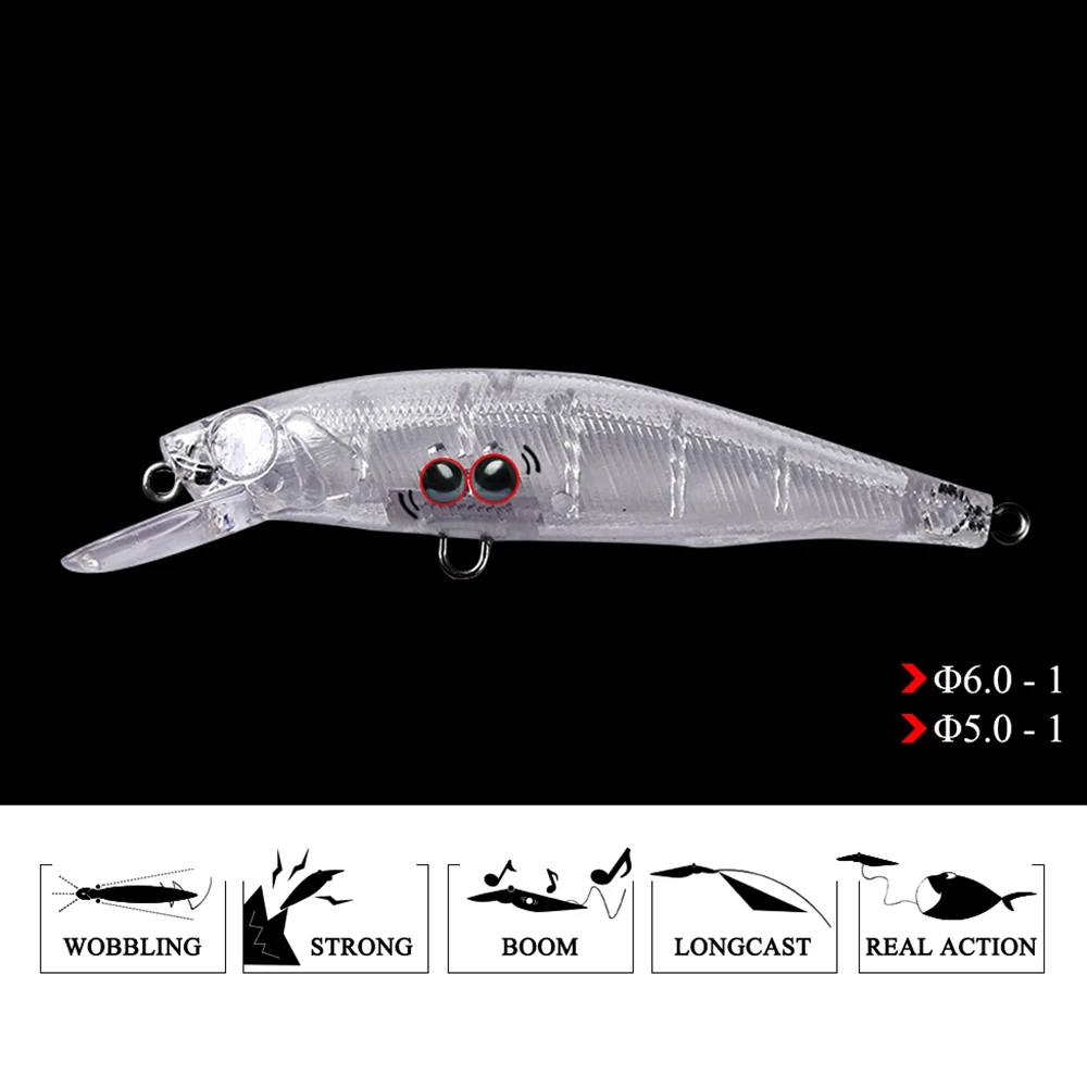 FTK 8g ojos 3D que se hunden Minnow Señuelos de pesca duros 7,5 cm Swimbait cebo de pesca Artificial lubina Jerkbait Crankbait - imagen 4