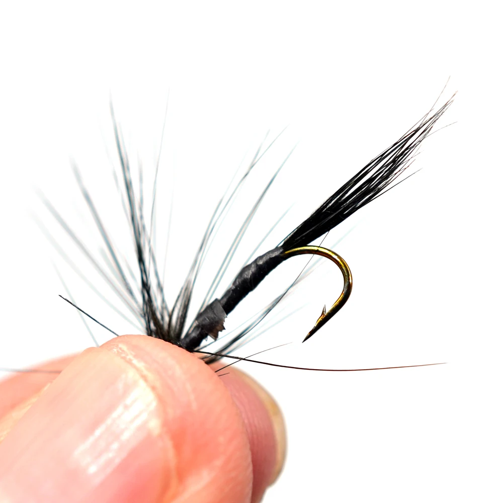 MNFT-señuelo de pesca con mosca de Mosquito negro, cebo para trucha, ninfa, moscas, gancho seco, 10 Uds. - imagen 3