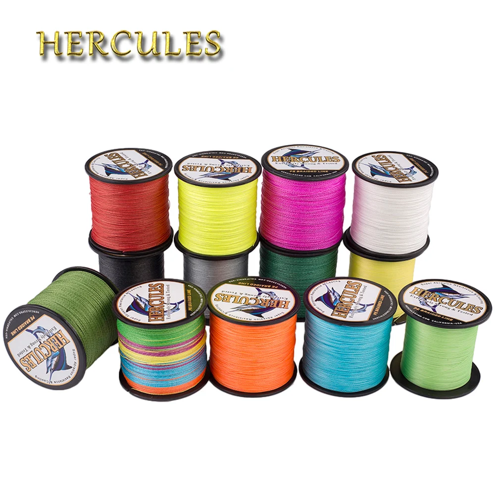 Hercules-sedal de Pesca de carpa de 8 hebras, hilo trenzado de 300m y 100% PE, 15 colores, fuerte, 10-300LB