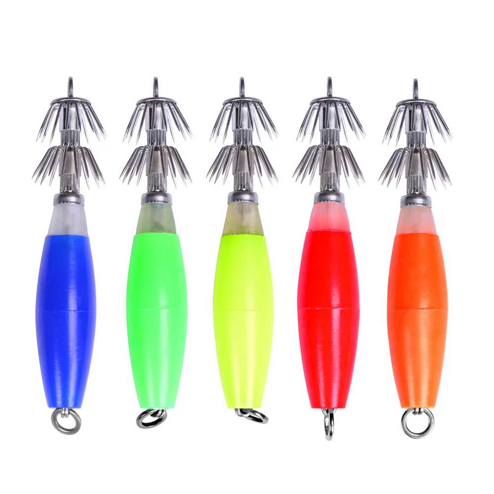 Balleo 4 Uds simulación luminiscente calamar cebo duro anzuelo atraer cebo falso doble gancho equipo de pesca sepia anzuelo de pesca - imagen 3