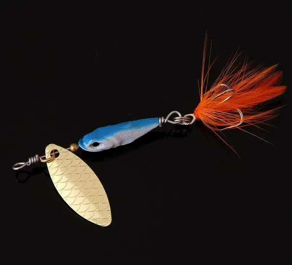 Señuelo de pesca giratorio, cuchara con pluma, señuelos artificiales, cebo de lubina, 1 pieza, gran oferta - imagen 3