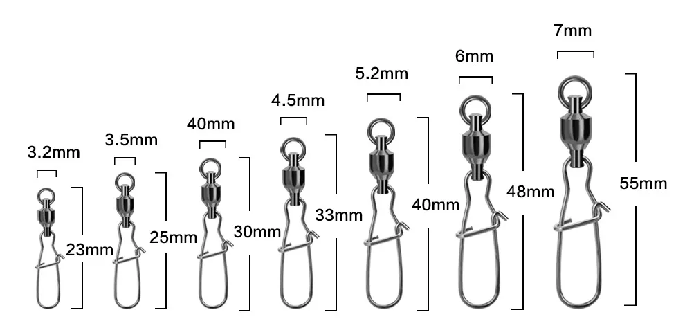 Anzuelo de pesca giratorio con cierre de costa, 50 unidades, 0, 2, 4, 6, 8 - imagen 3