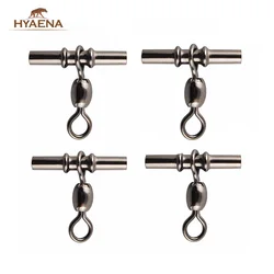 Hyaena-línea cruzada de latón niquelado negro, 3 vías, grúa giratoria, aparejos de pesca de carpa, Conector de mosca, agua salada, 100 Uds.