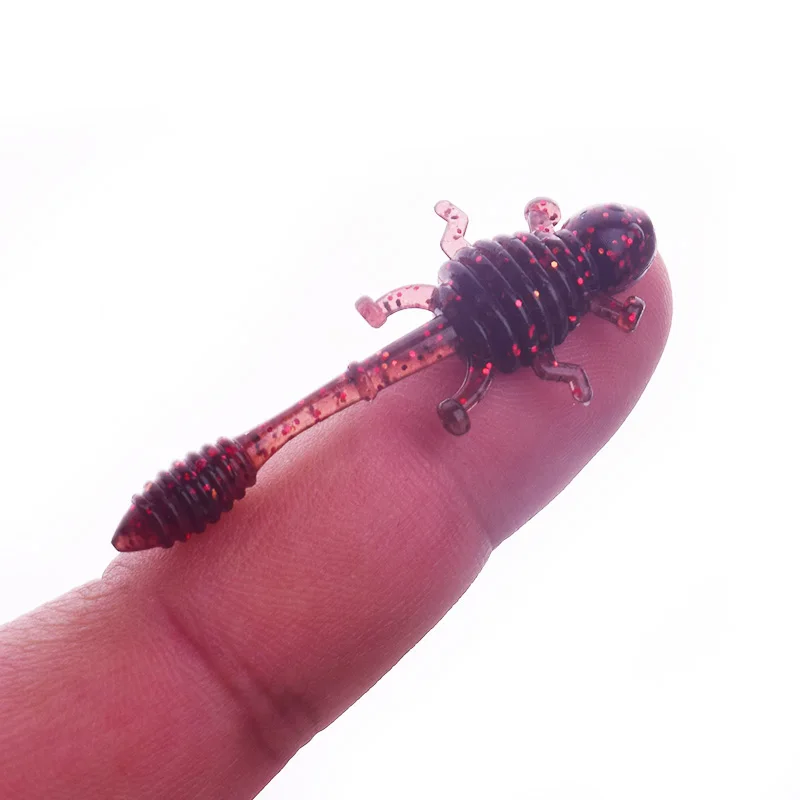 Proleurre-SEÑUELOS blandos de Larva, cebo Artificial de 50mm, gusano de pesca de silicona, Lucio, pececillo, cebo de natación, cebo de plástico Jigging, 10 unids/lote