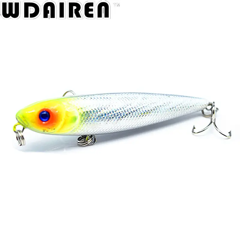 Señuelo de pesca con manivela Minnow, cebo duro de hundimiento lento, Jerkbait 6 #, anzuelos triples de níquel negro, 8cm, 8,6g, 1 ud. - imagen 5