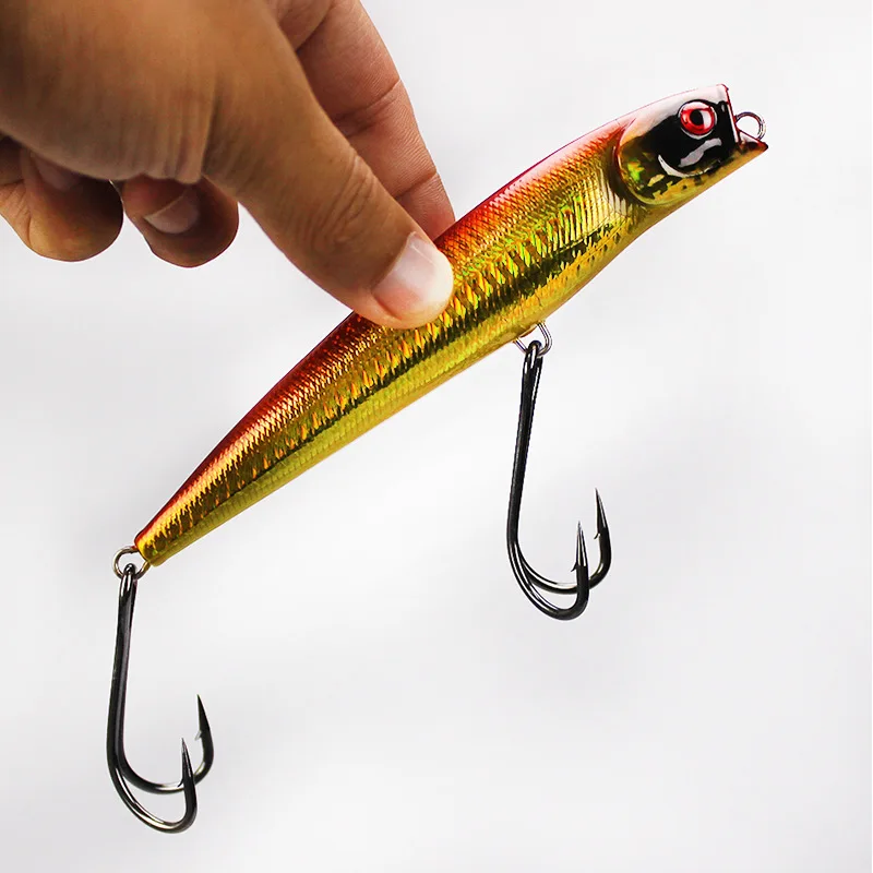 Señuelo de pesca con gancho de garra de pollo Popper, 14cm/45g, señuelos artificiales de agua de mar, cebo duro de océano, anzuelo doble, flotador Poper, 1 pieza en oferta - imagen 2