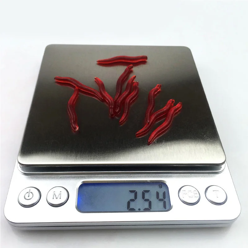 Señuelos de Pesca de gusano rojo, cebos de silicona, Mini camarones, olor a pescado, Jerkbait, Océano, Roca, lubina suave, Leurre, 50 o 100 unids/lote - imagen 5