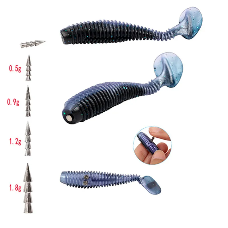 Accesorios para aparejos de pesca, inserto de plomo hacia abajo, plomo de alta aleación, gusano de plomo, cebo suave, peso 0,5g/0,9g/1,2g/1,8g, lote de 10 piezas - imagen 3