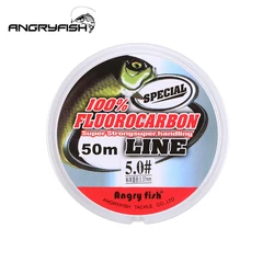 Angryfish-sedal de pesca de fluorocarbono, 50m, transparente/rosa, línea líder de fibra de carbono súper fuerte