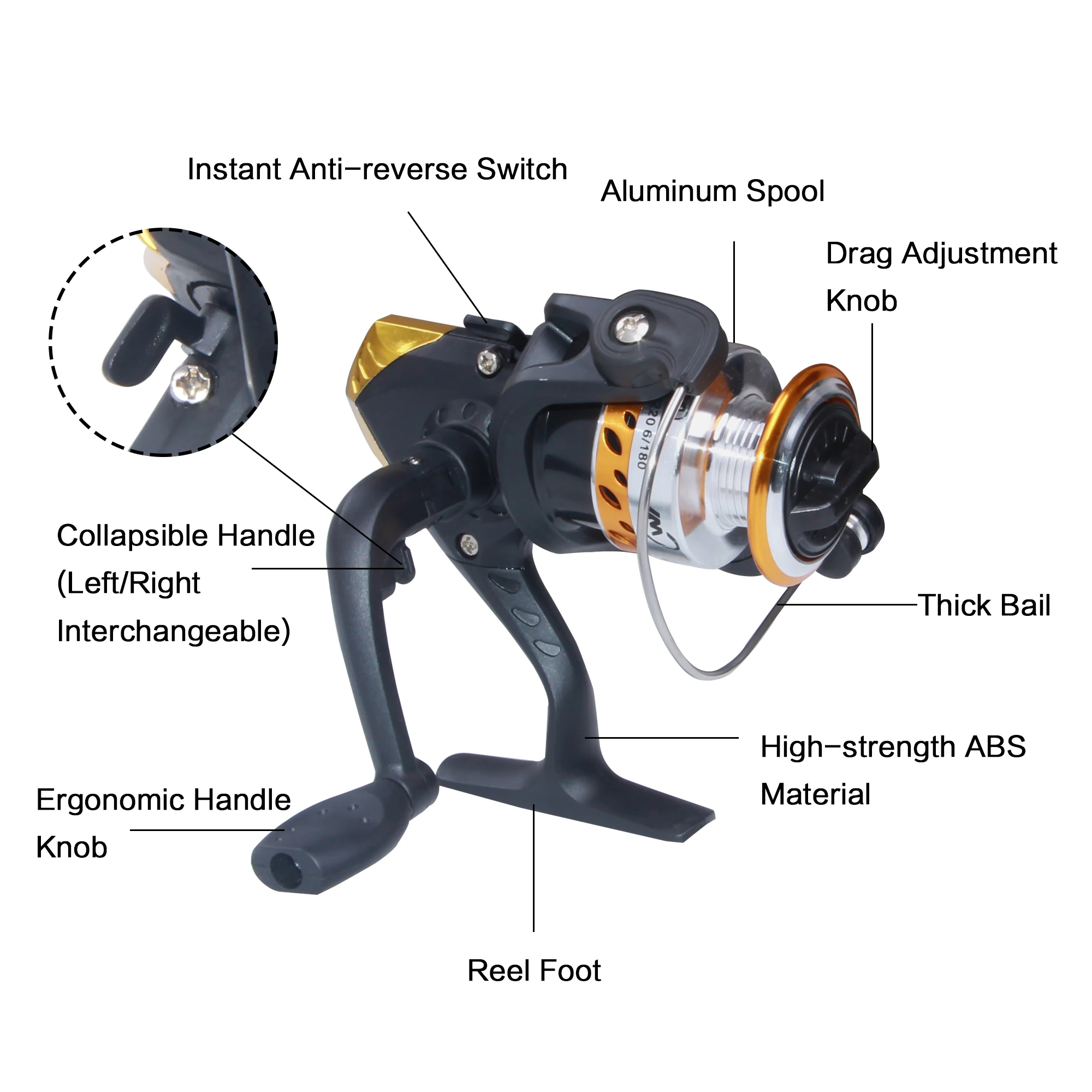 Conjunto de caña de pescar telescópica, kit de bolsa de carrete de caña giratoria de mar con gancho de señuelo de pesca, equipo de aparejo Texas, 2,1 m-2,7 m - imagen 5