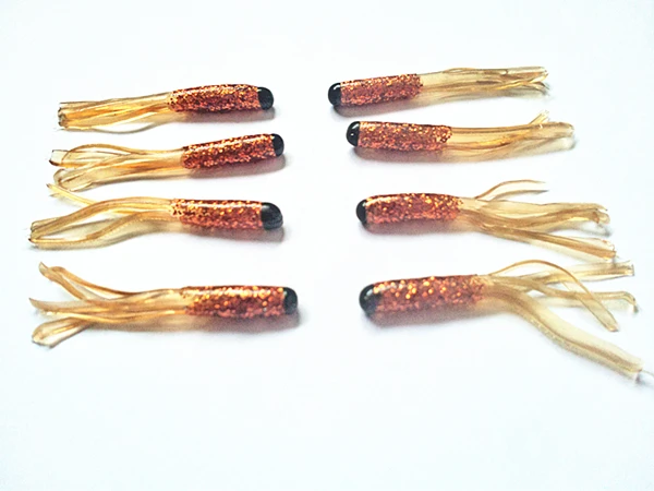 JYJ-cebos de gusano para pesca de agua dulce, señuelo hula con Falda de tubo suave, señuelo de Calamar de plástico suave, 200 piezas - imagen 5