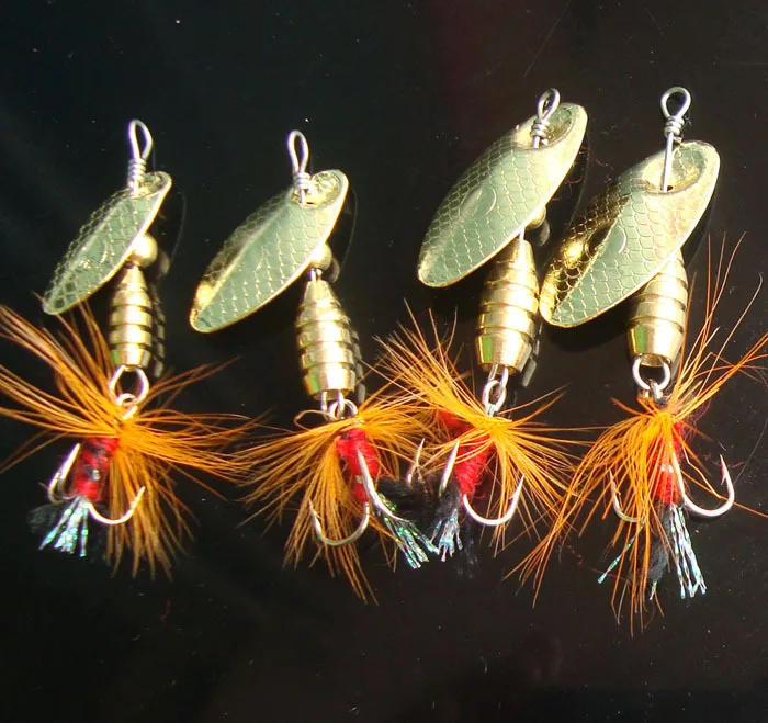 Señuelo de cuchara giratoria, anzuelo triple de pesca, cebo giratorio, señuelos artificiales, estuche de 4 piezas - imagen 4