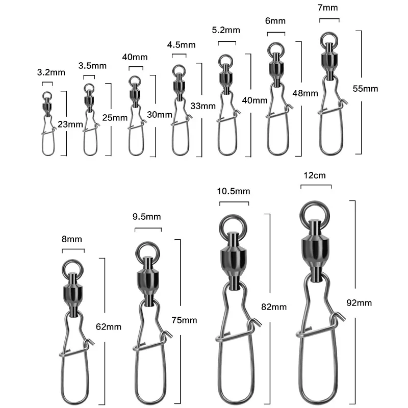 Rodamiento de soldadura giratorio Snap accesorios de conector de señuelo de pesca conectores rápidos en forma de arco anillos de rotación lote 10 piezas en venta - imagen 4
