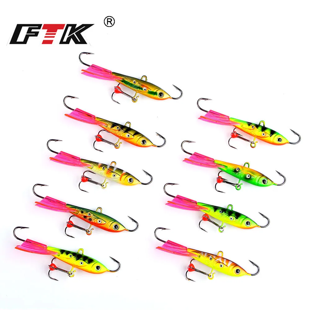 FTK-señuelo para pesca en hielo, equilibrador de Metal, ojos 3D, 6,3 cm/10g, 8,5 cm/20g, cebo Artificial para pesca de invierno, señuelos duros, anzuelo triple - imagen 2