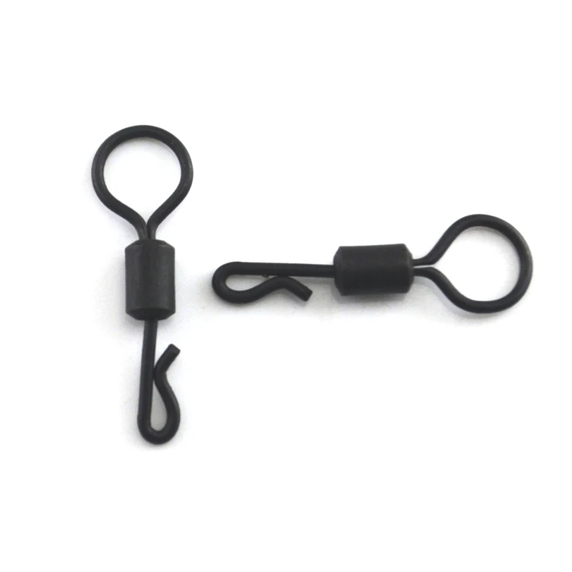 MNFT 20 piezas aparejos de pesca Snap Big Eye pesca de carpa giratorios de cambio rápido en forma de Q alargar materia conectores de pesca de Color negro - imagen 2