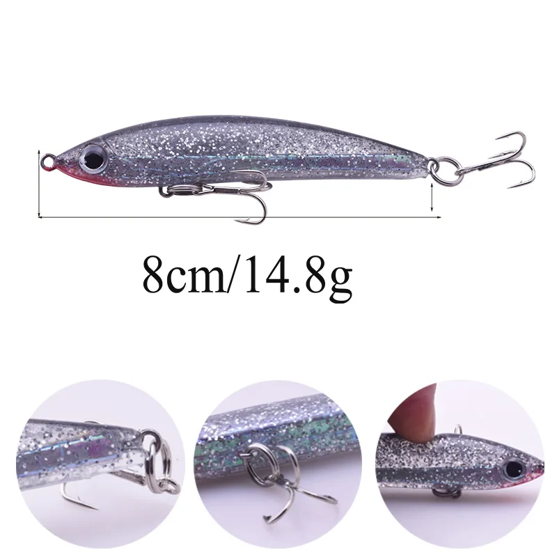 Señuelo de Pesca duro de 8cm y 14,5g, cebo de piel suave, Wobblers de fundición, Jerkbait japonés, Crankbait, aparejos de Pesca Swimbait, 1 unidad - imagen 2