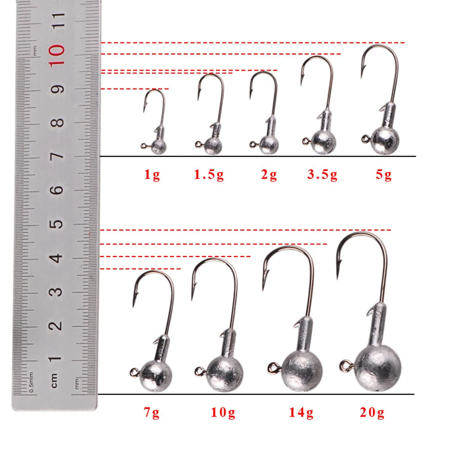 Anzuelos de pesca con púas expuestas, Kit de anzuelos de gusano suave con caja de aparejos, 50/20 unids/caja, 1G-20G - imagen 5