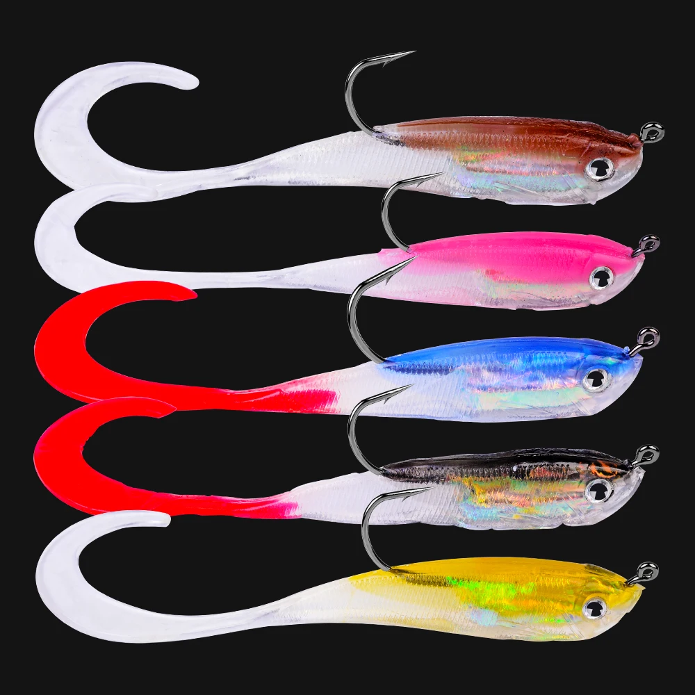Señuelo de pesca de silicona con anzuelo, cebo Artificial de plomo, 5 piezas, 10cm, 14,7g, Swimbait - imagen 2