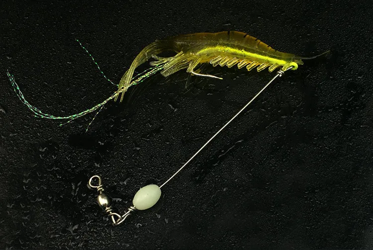 MNFT, precio al por mayor, 10 Uds., señuelos tipo camarón suaves noctilucentes, 18CM, 6G, cebo Artificial, aparejos de pesca, barril giratorio, señuelo de pesca tipo camarón - imagen 4