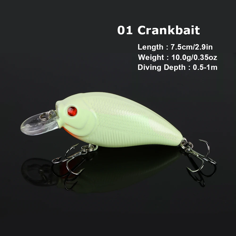 Goture 5 unids/lote Kits de Señuelos de Pesca nocturna Minnow/Wobblers/Popper/VIB/señuelos tipo lápiz pesca cebo Artificial luminoso con caja de señuelos - imagen 2