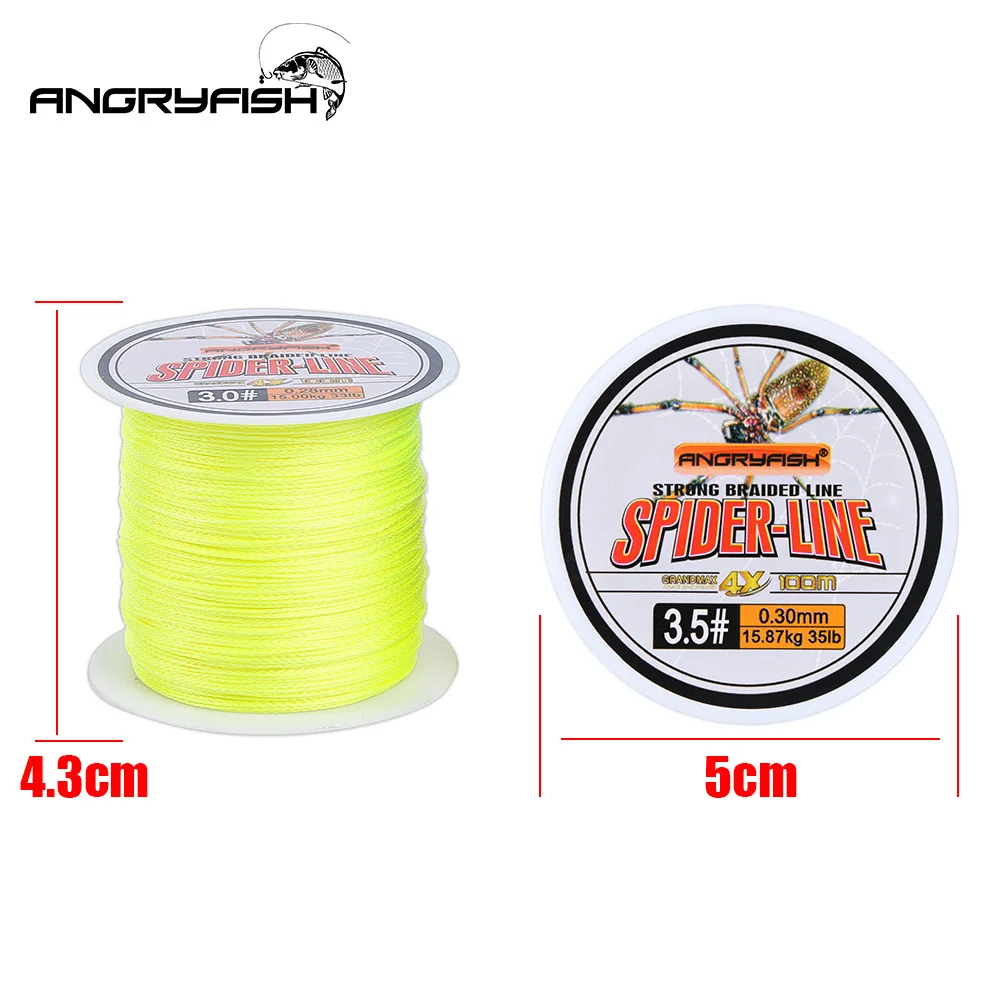 Angryfish-sedal de pesca multifilamento, 4 cables trenzados de PE Multicolor de 100M, 0,4 #-6,0 #, código 10-60LB - imagen 3