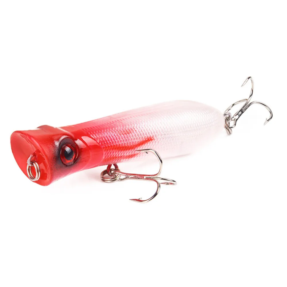 1 Uds. Señuelo de pesca Popper de calidad con 6 #   Ganchos 8cm 11,5g Topwater flotante Crankbait cebo Artificial carpa lubina 10 colores - imagen 3