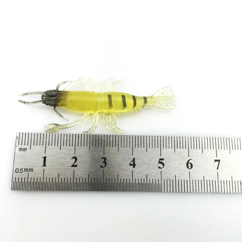Señuelos de Pesca de camarón, cebos de Pesca de insectos blandos artificiales, cebos de Pesca ligeros, camarones realistas, Wobblers de silicona, 5 unids/lote - imagen 3