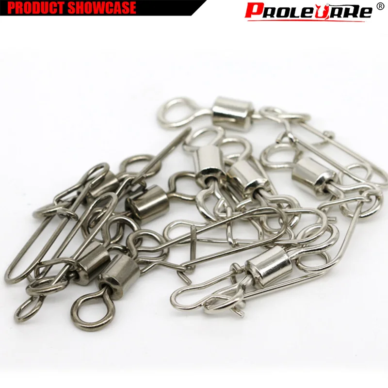 Proleurre-Pin conector de pesca de 10 piezas, rodamiento giratorio de alta velocidad, de acero inoxidable con broche, señuelo de anzuelo, aparejos de pesca - imagen 4