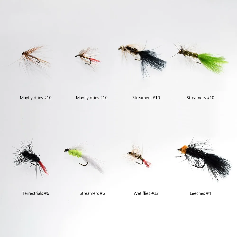 Bassdash-Kit de moscas surtidas para pesca con mosca, paquete de 64 piezas, señuelo que incluye moscas húmedas y secas, ninfas, serpentinas y alienígenas - imagen 3