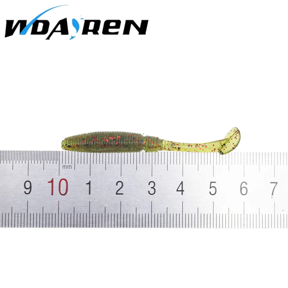 WDAIREN-señuelo de pesca de plástico, 5,6 CM/0,8g, SwimBait, gusano, carpa, cebo artificial suave, FA-049, 20 unids/paquete - imagen 2