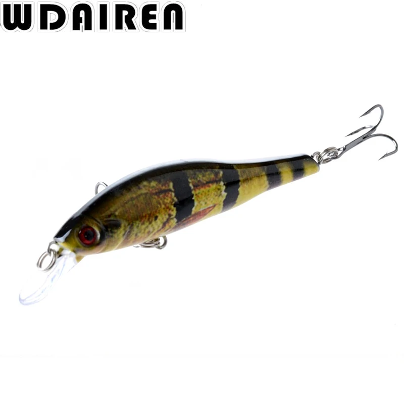 Señuelo duro wobblers para pesca, anzuelos de 9,5 cm, 11,5g, manivela Minnow, lubina, agua salada dulce, 6 # VMC, 6 colores, WD-422, 1 unidad - imagen 4