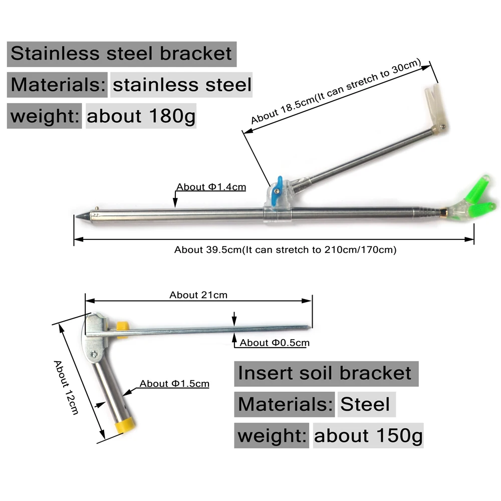 MNFT-soporte de caña de pescar, accesorio luminoso y ajustable, de acero inoxidable, 1,7 M, 2,1 M, 1 Juego - imagen 2