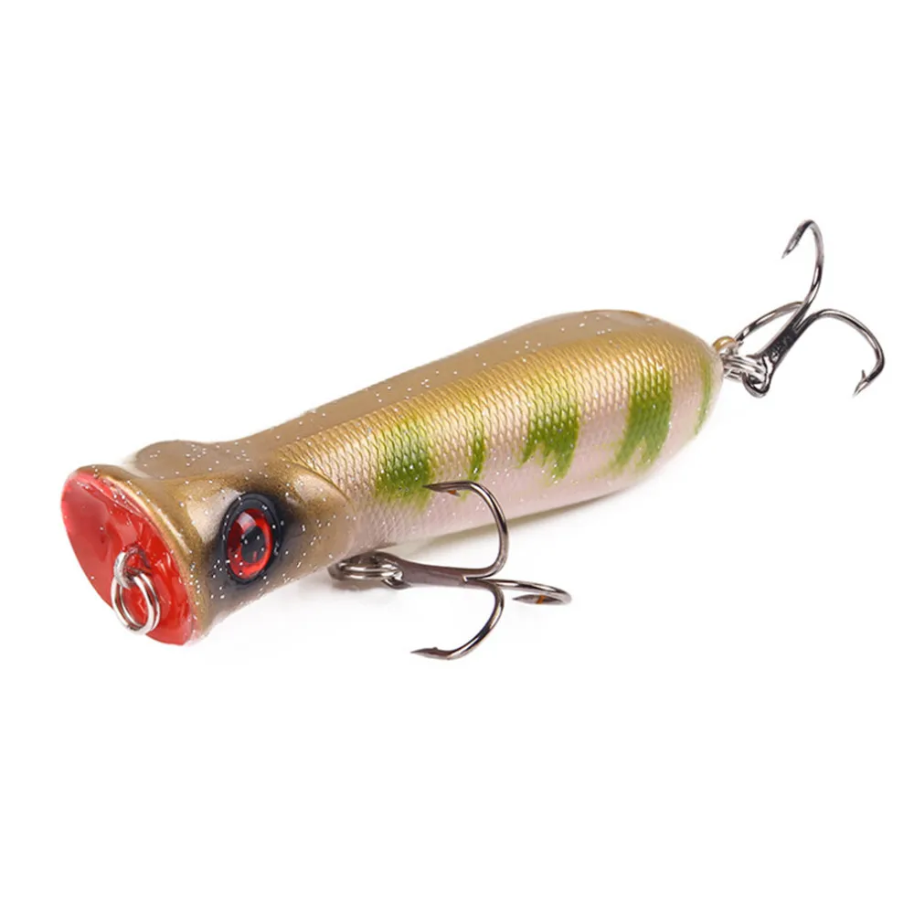 1 Uds. Señuelo de pesca Popper de calidad con 6 #   Ganchos 8cm 11,5g Topwater flotante Crankbait cebo Artificial carpa lubina 10 colores - imagen 4