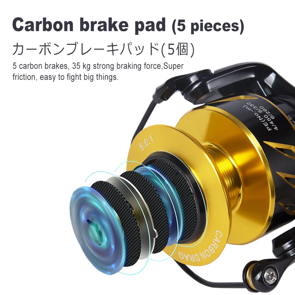 Carrete de pesca Lurekiller Jigging, carretes de pesca giratorios de agua salada, carrete giratorio 10B, carrete de Metal de 35kg, potencia de arrastre, hecho en Japón - imagen 4