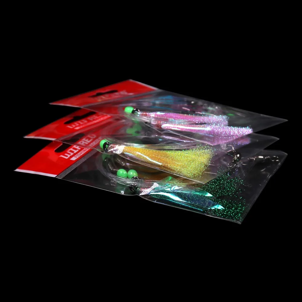 Sabiki Snapper Snatcher Flasher rigs para kingfish, salmón, Sastre, cabeza plana verde y negro, 10 paquetes, 5/0 ganchos gemelos - imagen 5